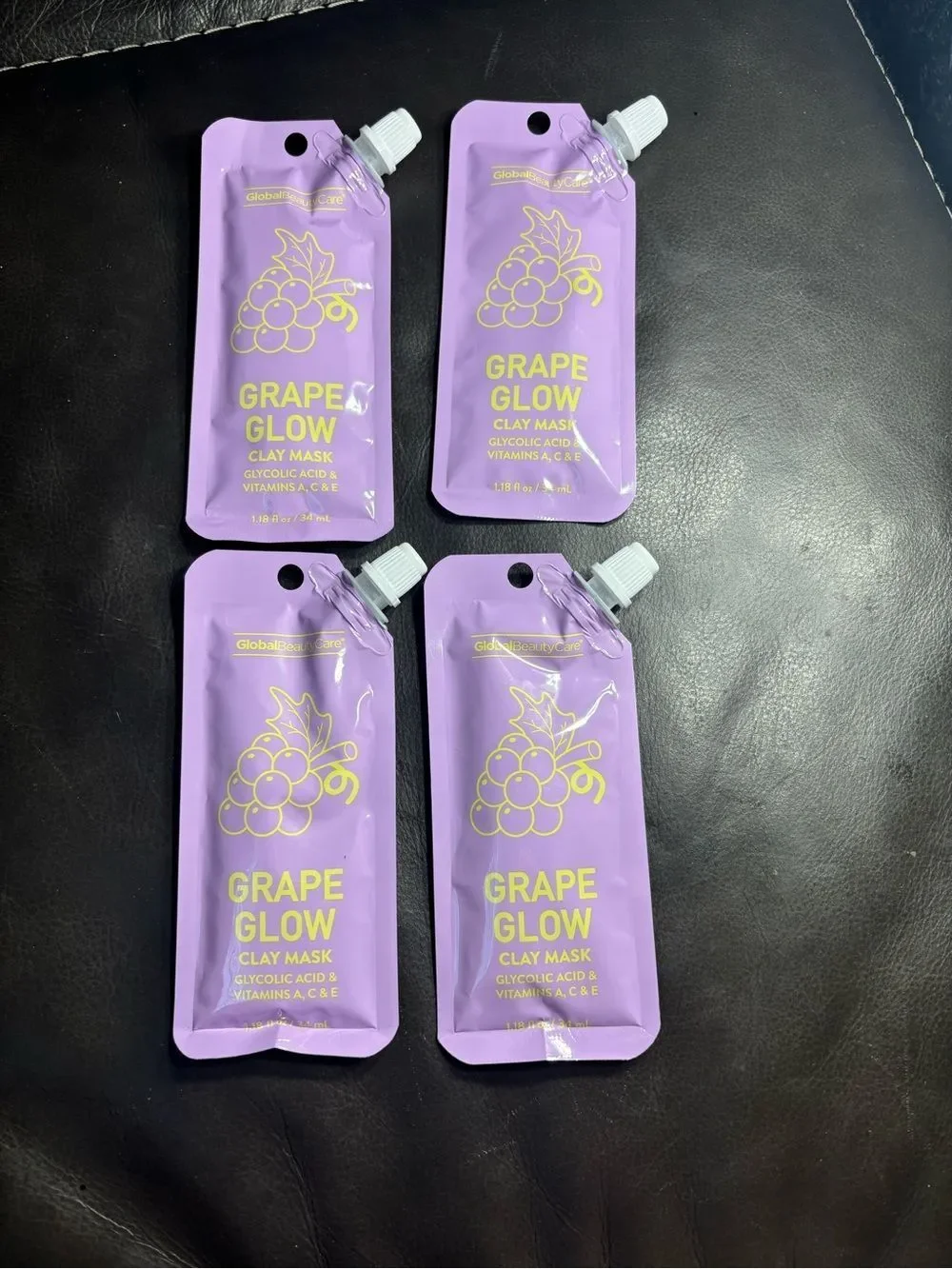 4 New Grape Glow Clay Mask Packets - Purple